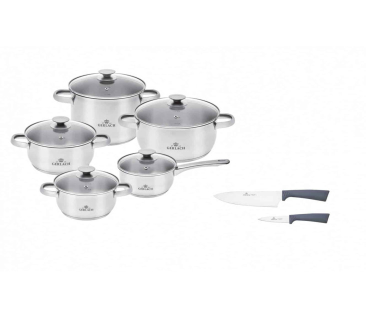 Sada hrnců 10 ks FIRST + 2x kuchyňské nože