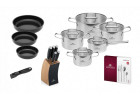 Sada hrnců 10 ks AMBIENTE + sada příborů 24 ks + 3x pánve s odnímatelnou rukojetí + sada nožů v bloku Sada hrnců 10 ks AMBIENTE + sada příborů 24 ks + 3x pánve s odnímatelnou rukojetí + sada nožů v bloku