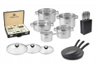 Sada hrnců PRESTIGE PLUS + sada příborů MUZA 68 ks + souprava nožů Modern + 3x pánve Granitex Grey + poklice Sada hrnců PRESTIGE PLUS + sada příborů MUZA 68 ks + souprava nožů Modern + 3x pánve Granitex Grey + poklice