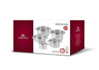 Sada hrnců PRESTIGE PLUS + sada příborů MUZA 68 ks + souprava nožů Modern + 3x pánve Granitex Grey + poklice Sada hrnců PRESTIGE PLUS + sada příborů MUZA 68 ks + souprava nožů Modern + 3x pánve Granitex Grey + poklice