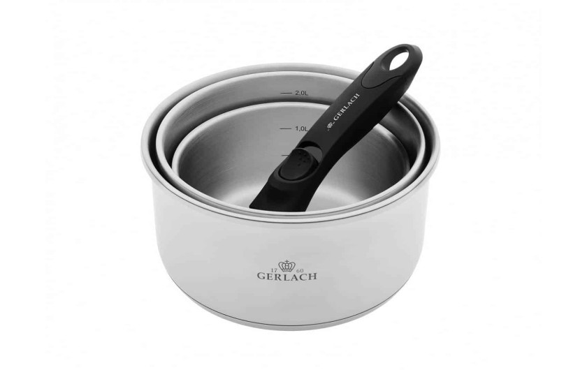 Zestaw garnków 4 el.  SMART STEEL + SMART pokrywki do przechowywania 16cm, 18cm, 20cm - czarne
