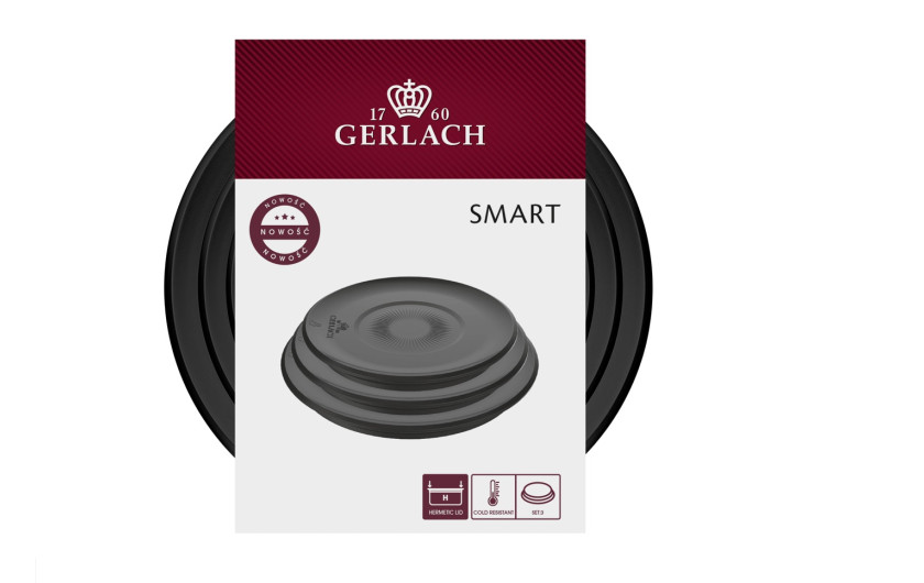 Zestaw garnków 4 el.  SMART STEEL + SMART pokrywki do przechowywania 16cm, 18cm, 20cm - czarne