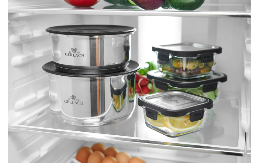 Zestaw garnków 4 el.  SMART STEEL + SMART pokrywki do przechowywania 16cm, 18cm, 20cm - czarne
