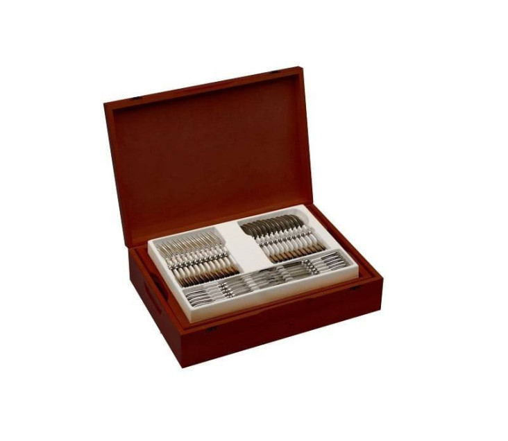 Zestaw sztućców w drewnianej skrzyni 68 szt. połysk RETRO