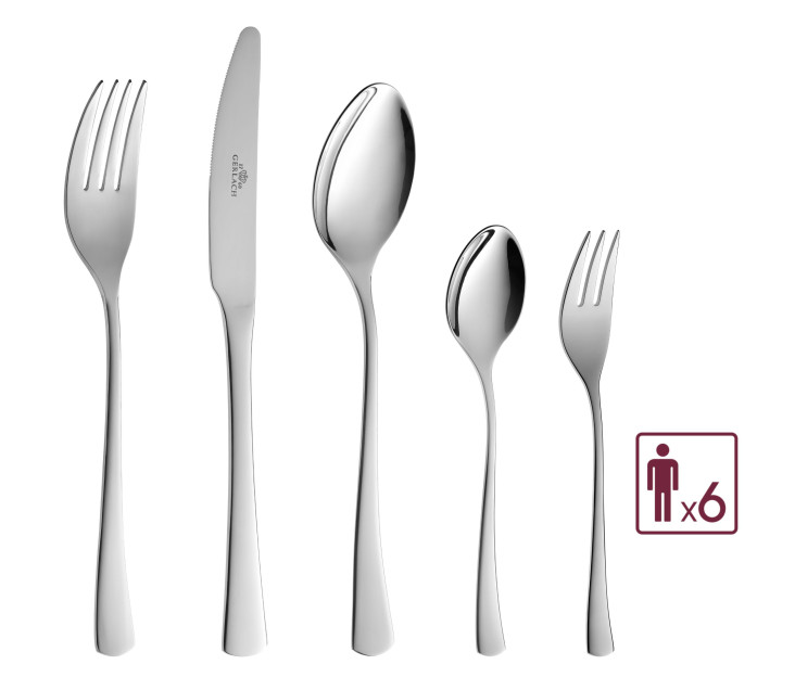 Sada příborů 24 ks TUNEA lesk + vidličky na koláče 6 ks.