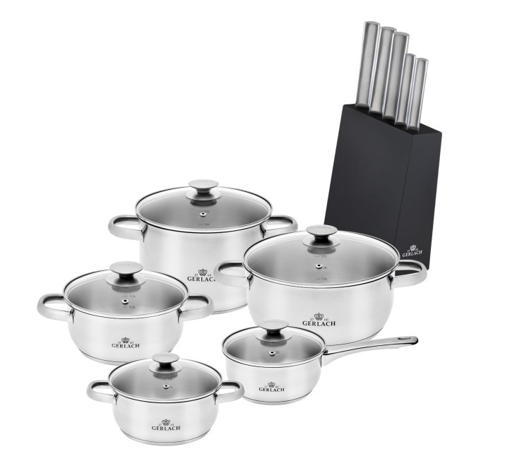 Zestaw garnków 10 el. FIRST + zestaw noży