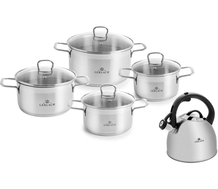 Sada hrnců 8 ks BRAVA + Konvice AMBIENTE PLUS 2,8 l