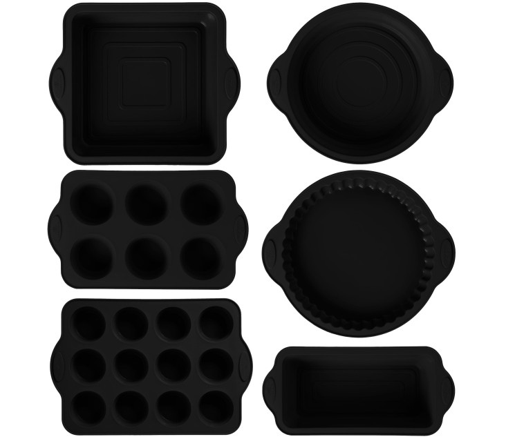 Sada silikonových forem na pečení 6 ks SMART BLACK