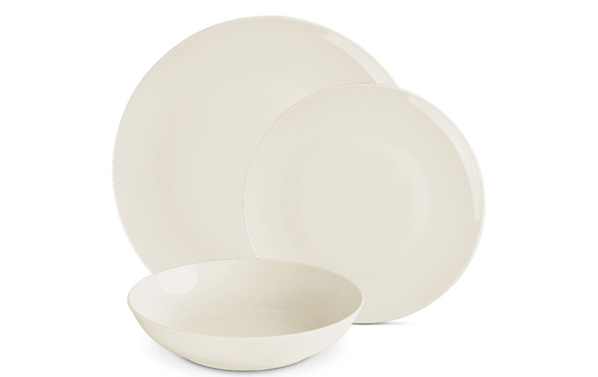 Servis porcelánový FLOW 36 ks na 6 osob: 18 ks hlavních talířů + 12 ks šálků s podšálkem + hrnek