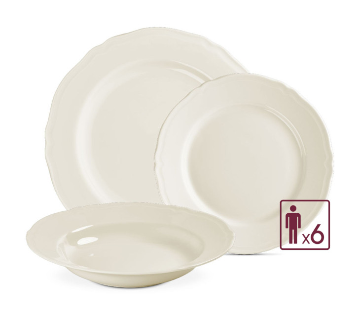 RETRO Sada jídelních talířů 18 ks / 6 osob.