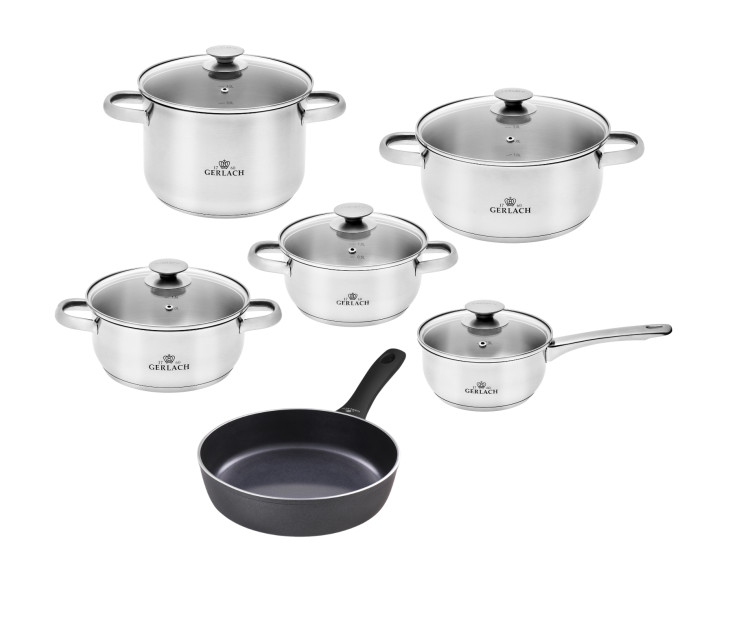 Sada hrnců First 10 ks + hluboká pánev Contrast Procoat 28 cm